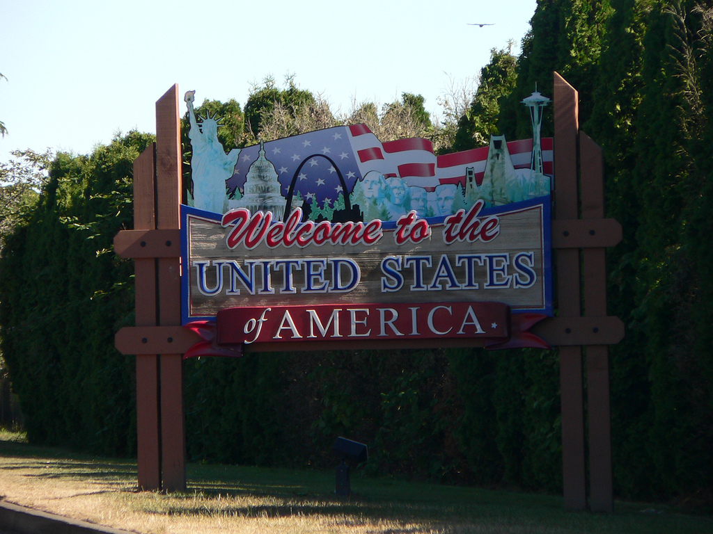 Welcome to the United States sign at the Peace Arch