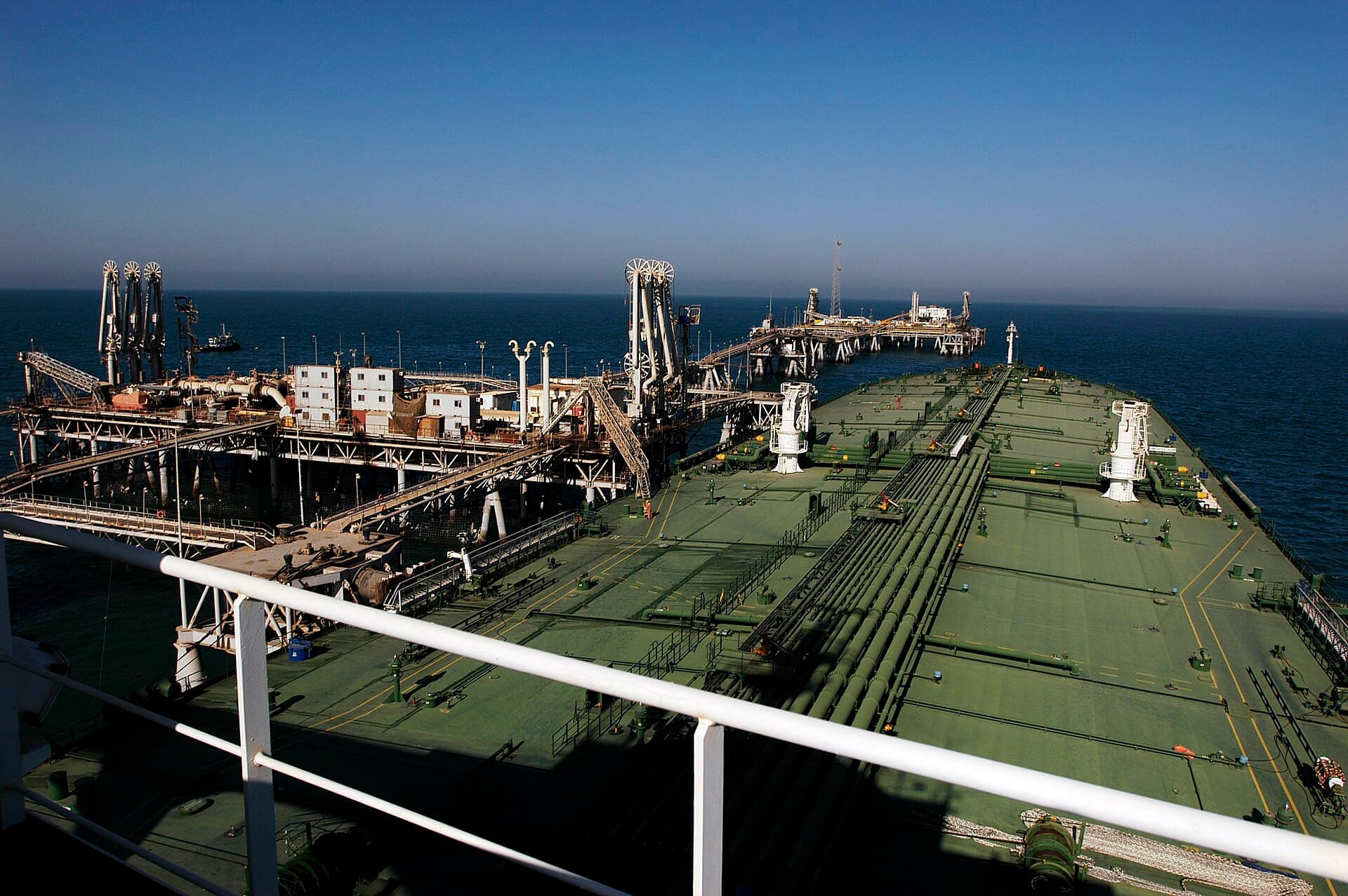 US Navy 051111-N-8163B-032 An oil tanker docked to the Al Basrah Oil Terminal (ABOT) takes on crude oil in the Persian Gulf